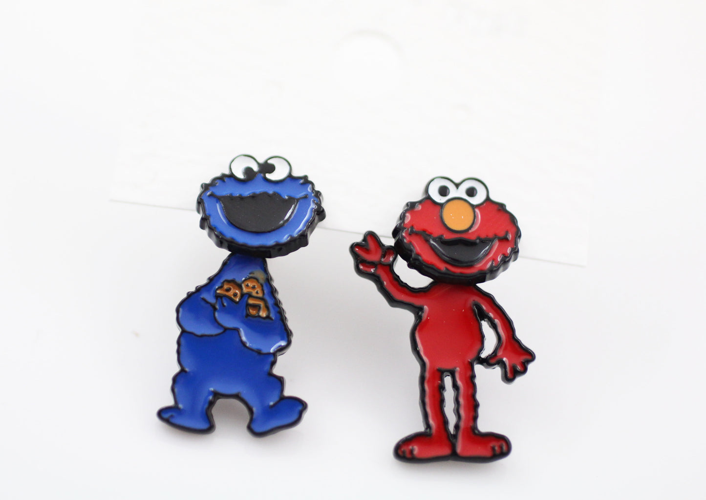 Sesame Street Stud Earrings , Cookie Monster And Elmo Earrings, The Muppet Show Cartoon Earrings