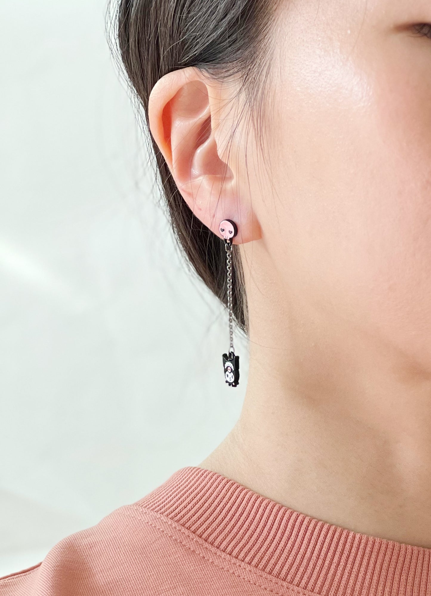 Sanrio stud earrings Kuromi , My Melody stud  long chain dangle earrings