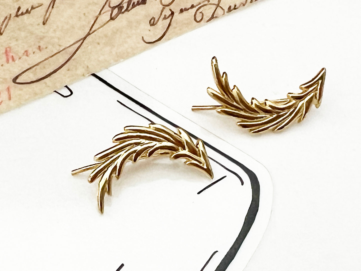 Feather Leaf Sweep Ear Crawlers, Curved Feather Ear pin, Leaf Ear Crawler,Big Feather Climber