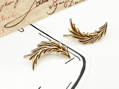 Feather Leaf Sweep Ear Crawlers, Curved Feather Ear pin, Leaf Ear Crawler,Big Feather Climber