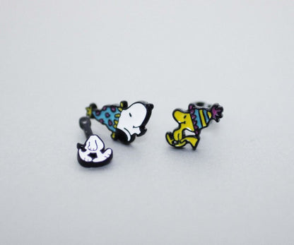 Cute Woodstock delivery Snoopy Baby basket earrings, Astronaut Snoopy and Woodstock Best Friend Ear jacket