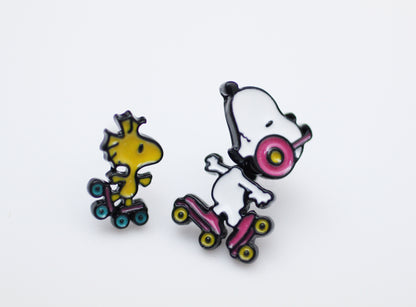 Cute Woodstock delivery Snoopy Baby basket earrings, Astronaut Snoopy and Woodstock Best Friend Ear jacket