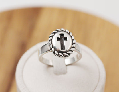 925 Sterling silver Saint Benedict Antique Cross statement Ring