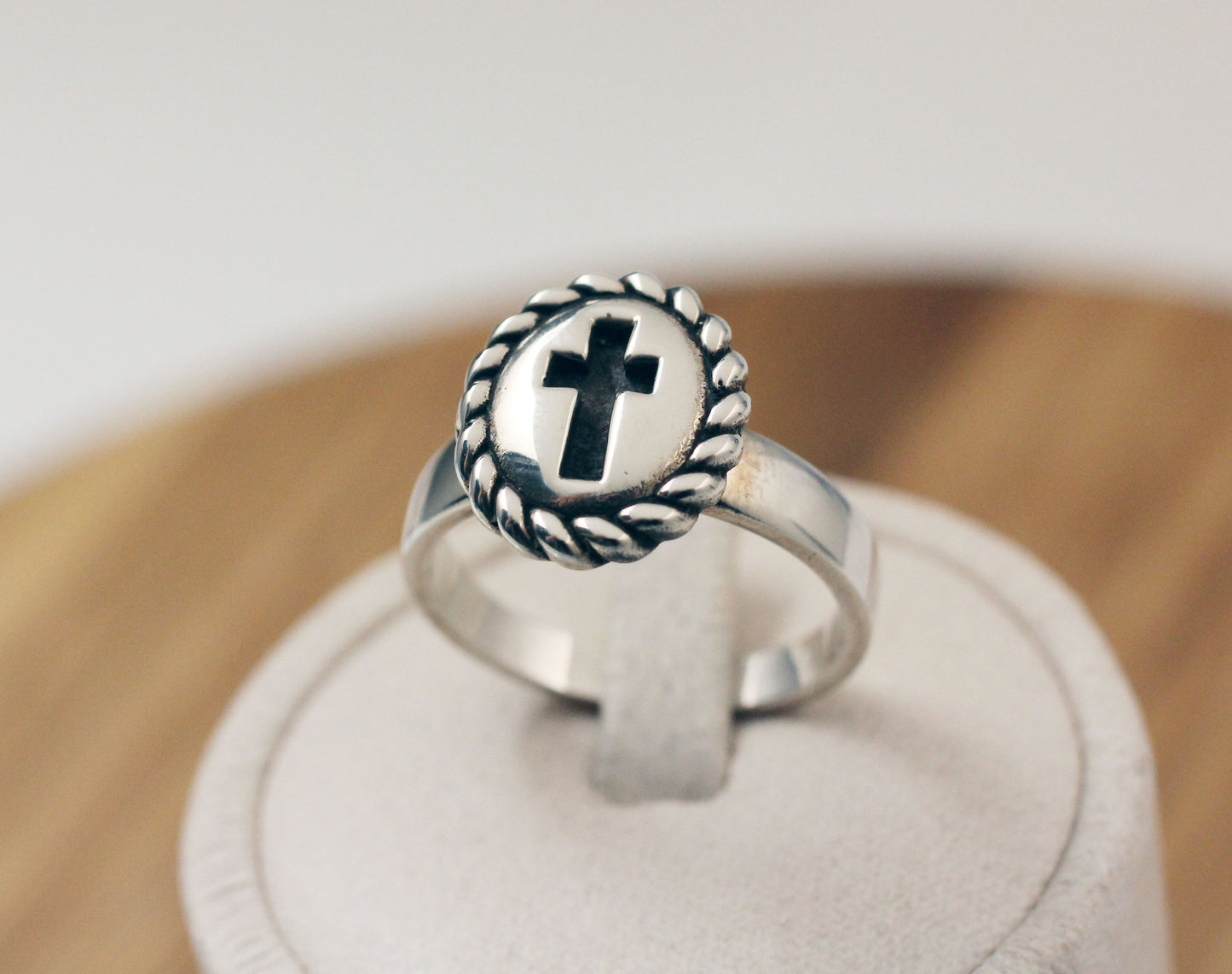 925 Sterling silver Saint Benedict Antique Cross statement Ring