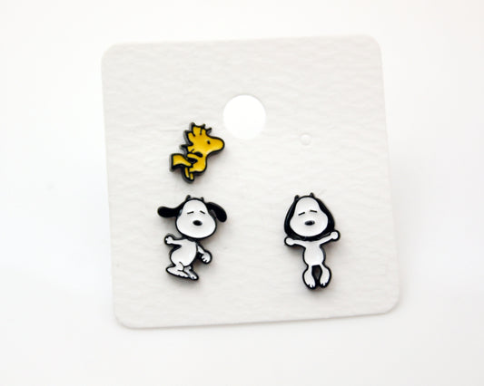 Cute Snoopy and Woodstock Best Friend Set of 3 Unbalance Earrings