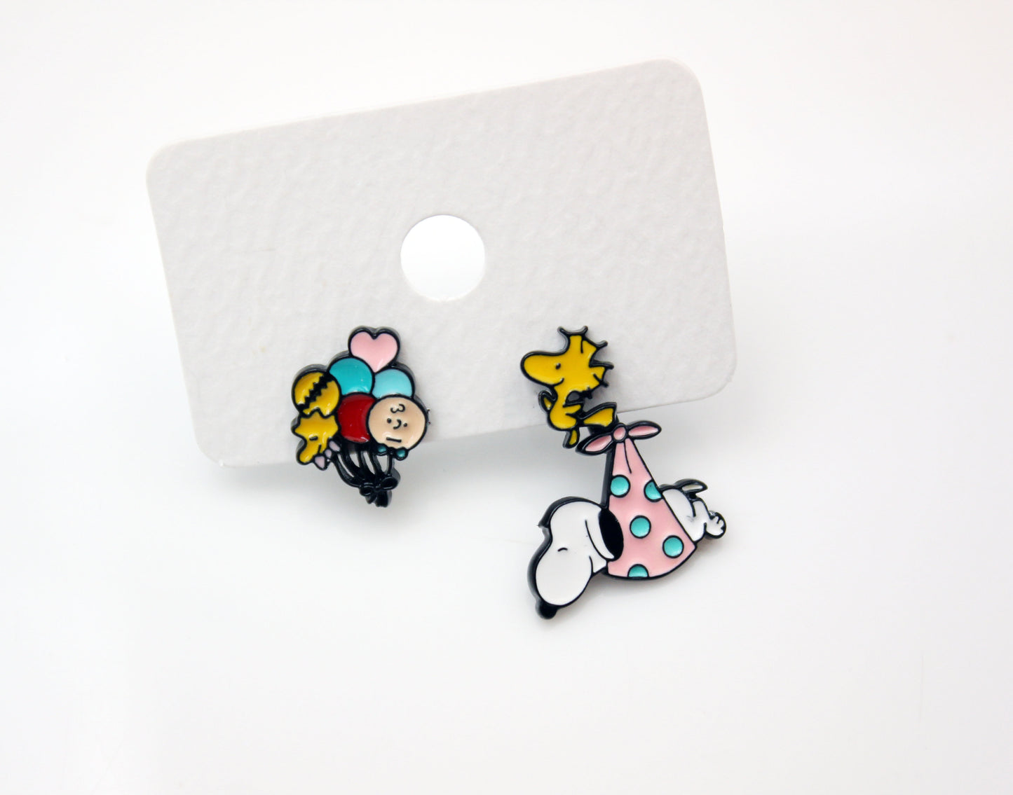 Cute Woodstock delivery Snoopy Baby basket earrings, Astronaut Snoopy and Woodstock Best Friend Ear jacket