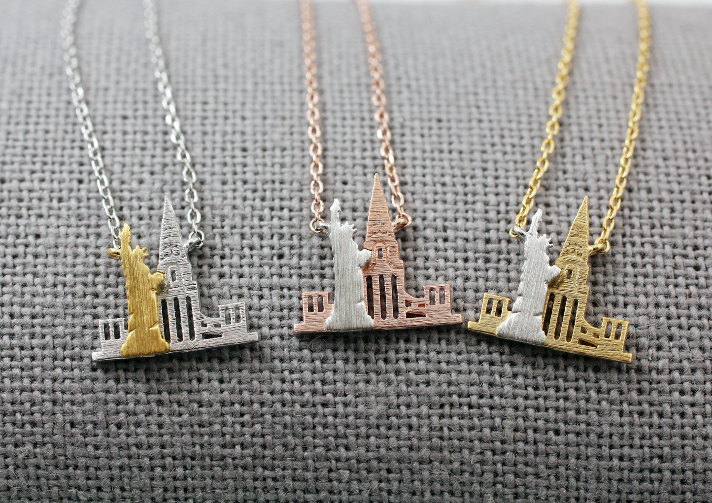 New York Necklace, NY Necklace, NYC Necklace, Statue of Liberty Necklace, Empire State Necklace, New york Cityscape Necklace, New york Skyline Necklace