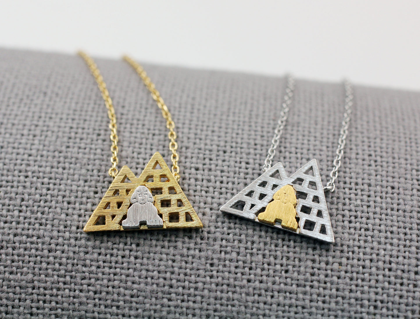 Egyptian pyramids and Sphinx Necklace, Ancient Egyptian pyramids necklace