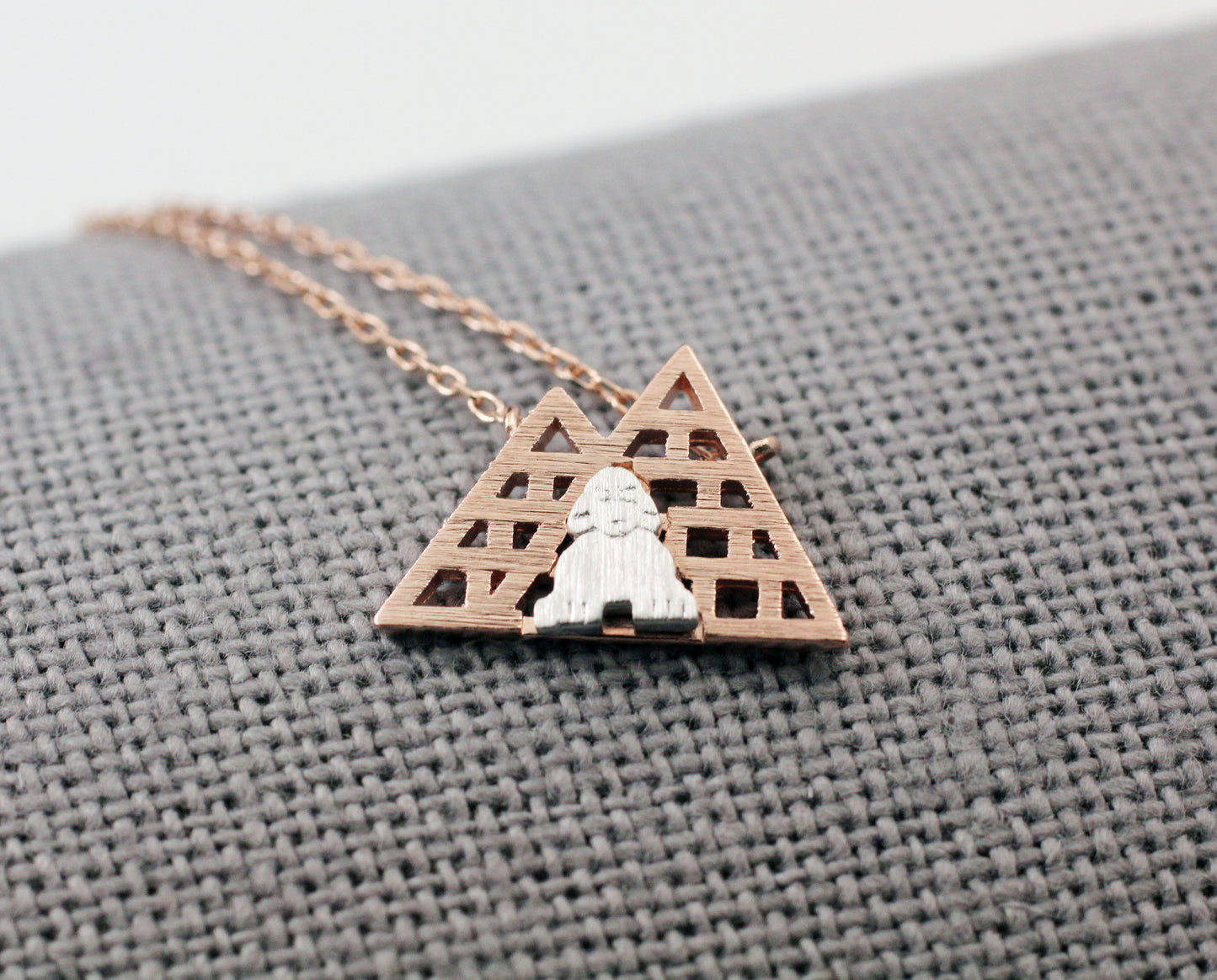 Egyptian pyramids and Sphinx Necklace, Ancient Egyptian pyramids necklace