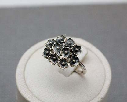 925 sterling silver Bunch of Flowers Ring, Flowers bouquet Ring, Wild flowers bouquet Statement ring