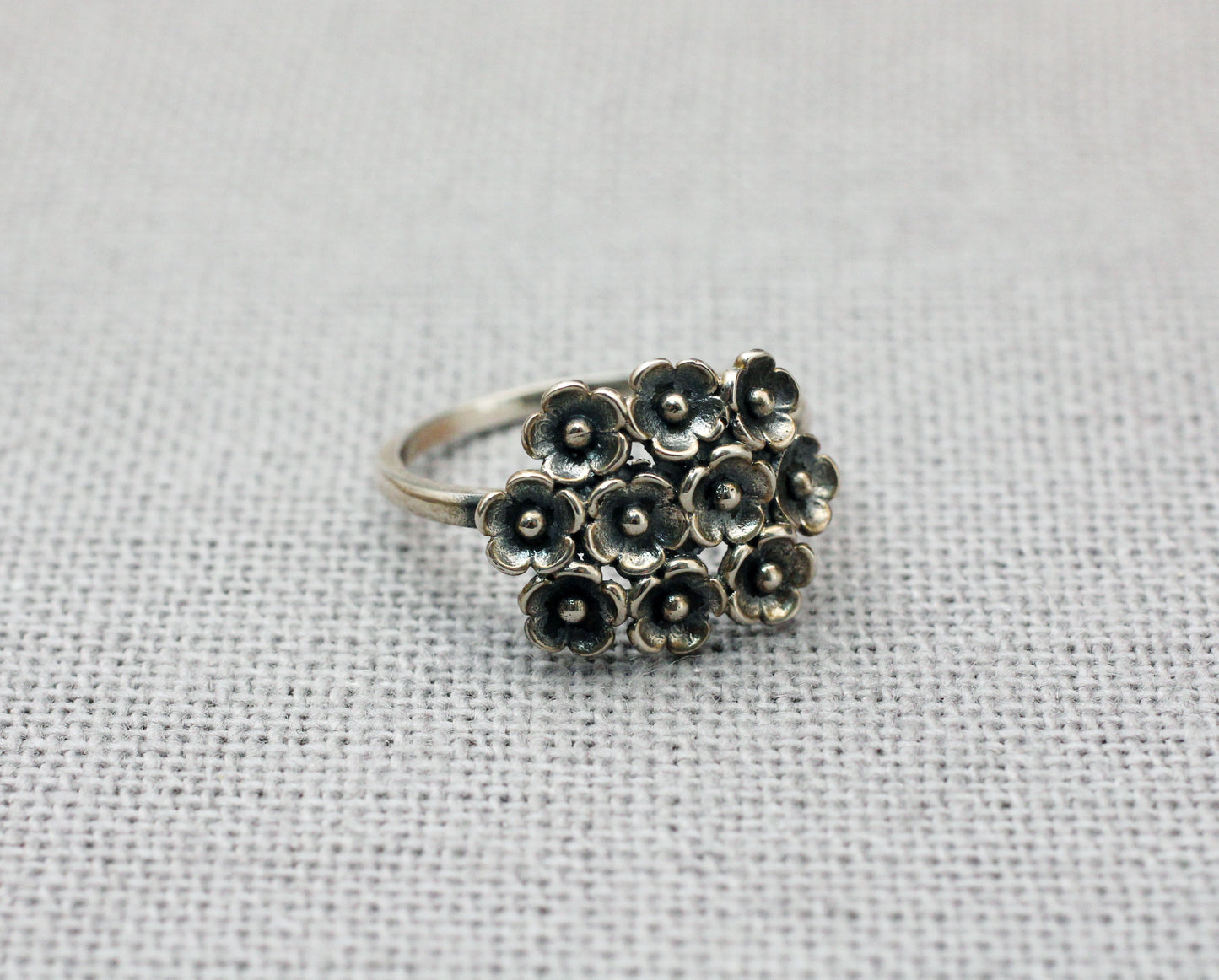 925 sterling silver Bunch of Flowers Ring, Flowers bouquet Ring, Wild flowers bouquet Statement ring