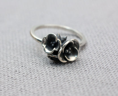 925 sterling silver Bunch of Flowers Ring Wild flowers bouquet Statement ring-2