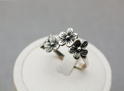 925 sterling silver Bunch of Flowers Ring, Flowers bouquet Ring