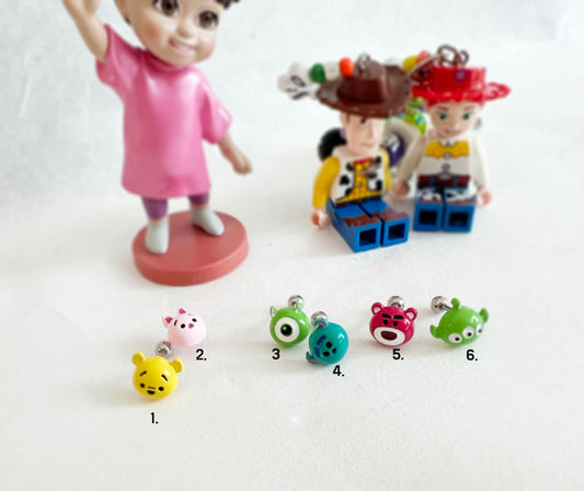 Disney-licensed Toy story, Winnie the Pooh Piglet, Monsters, Inc characters Screwback screw back ball, Barbells Ear Piercing ,Surgical Steel Screw Back Ear Stud,Cartilage earrings  Lotso bear,Three Aliens,Mike and Sully,Winnie the Pooh Piglet