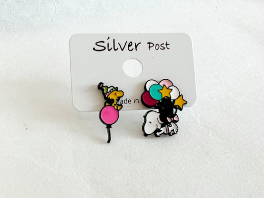 Cute Snoopy and Woodstock earrings, Love Snoopy and Woodstock Best Friend Ear jacket