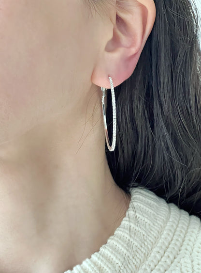 Large cubic Hoop Earrings - Two sizes available: 3 and 4 cm hoop earrings, cubic ziconia huggie Earrings,  Big Hoop Earrings, bling Hoops