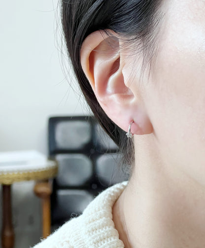 925 sterling silver Cubic Zirconia huggie earrings, CZ Huggie Hoop Earrings,Second Hole Huggie Hoop Earrings
