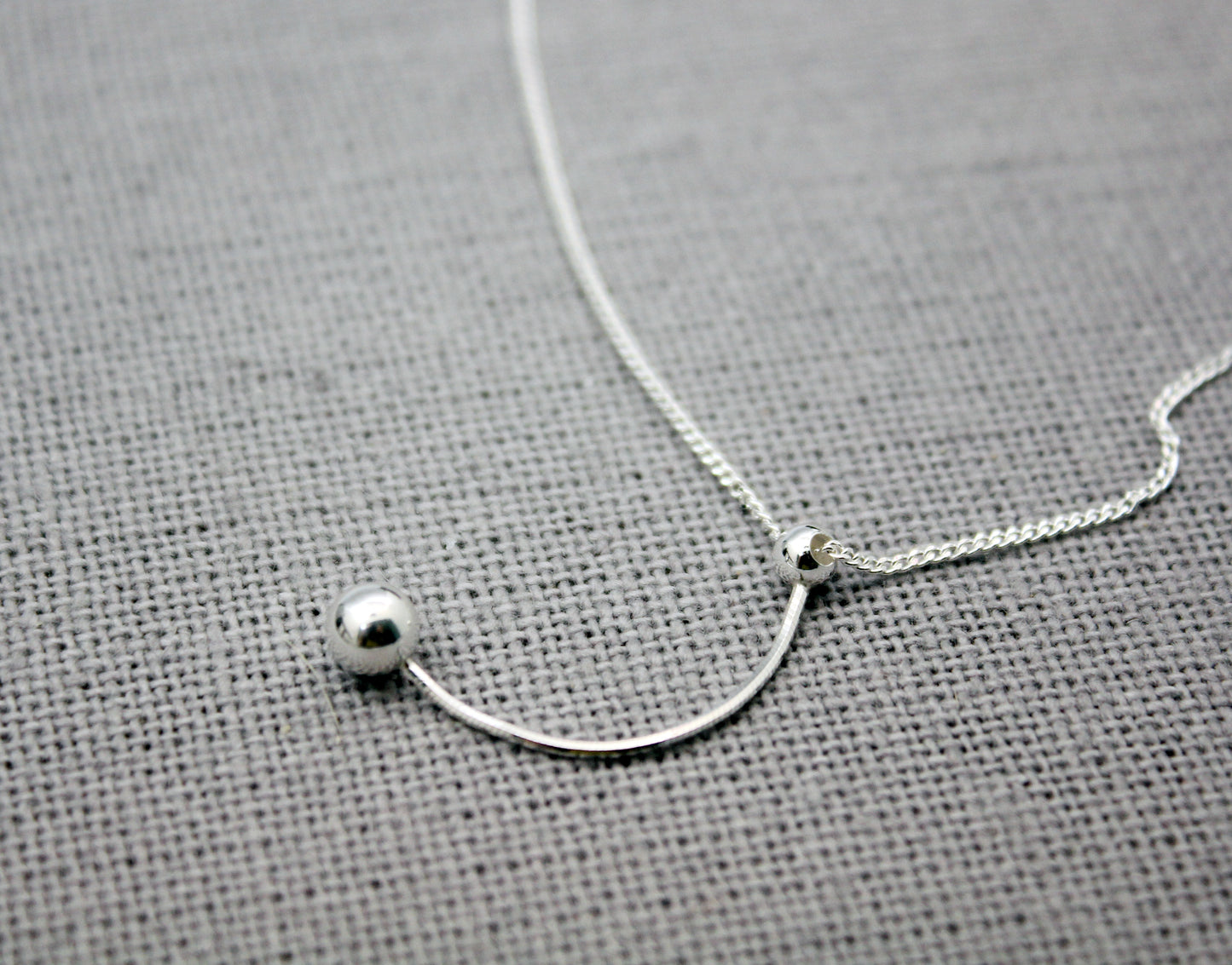 925 Sterling Silver Silk chain bar and ball drop necklace, Snake chain and ball drop necklace