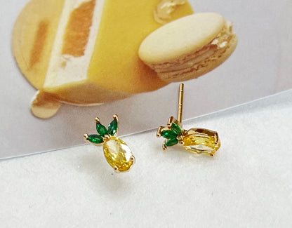 Various Summer Fruits cubic setting Earrings (Banana, Pineapple, Watermelon, Peach, Grape,Strawberry)