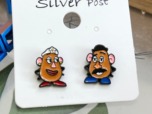 Disney-licensed toy story characters earrings,  Mr.Potato Head earrings, mr potato head couple