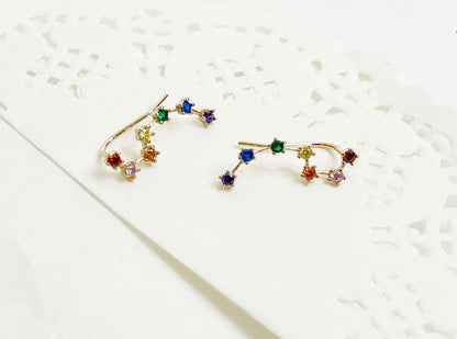 Ver.2 Rainbow Cubic Big Dipper Constellation Ear Climber, Stars ear pin, Rainbow cubic big dipper Crawler