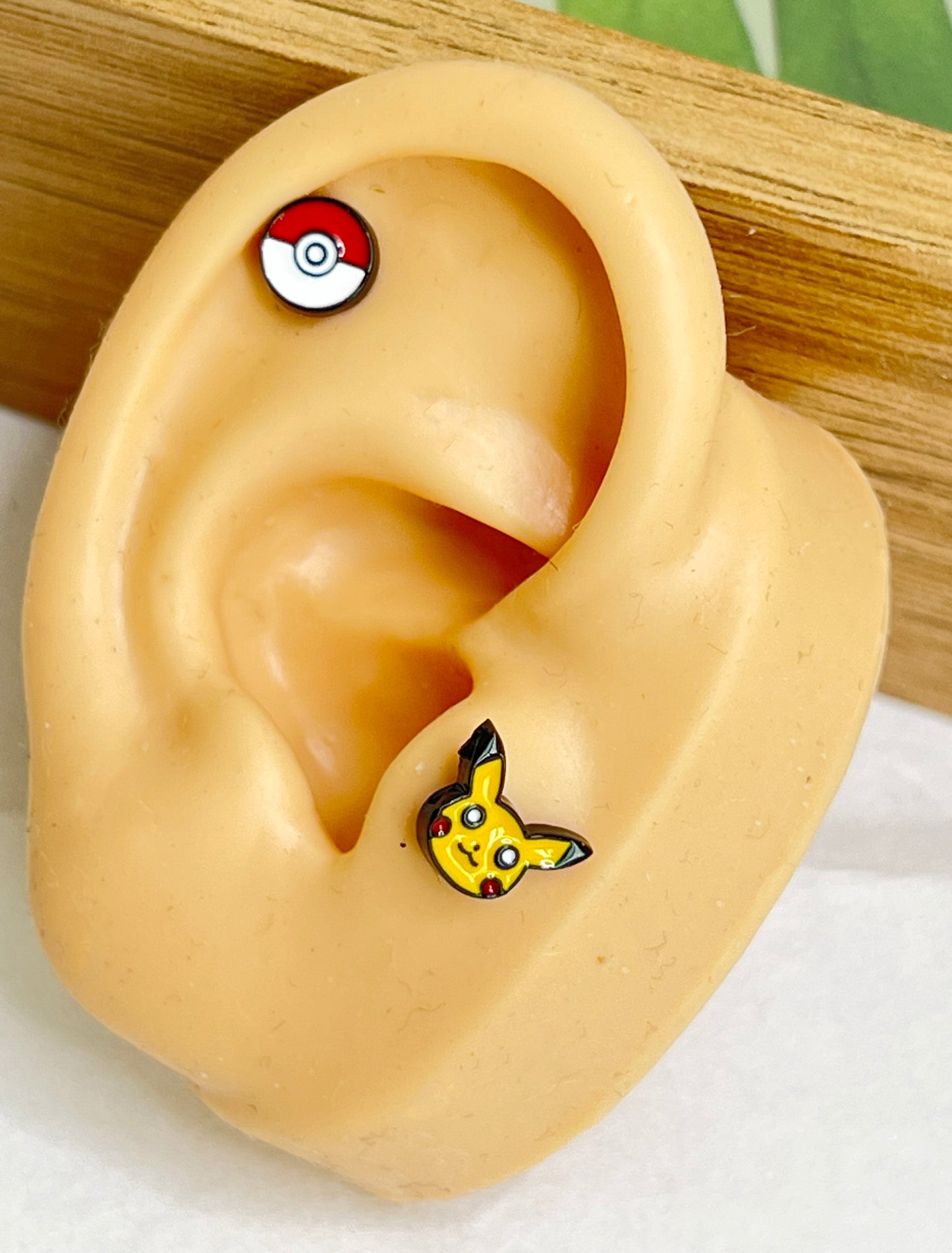 Pikachu, Pokemon ball character Screwback screw back ball, Barbells Ear Piercing ,Surgical Steel Screw Back Ear Stud, Cartilage earrings