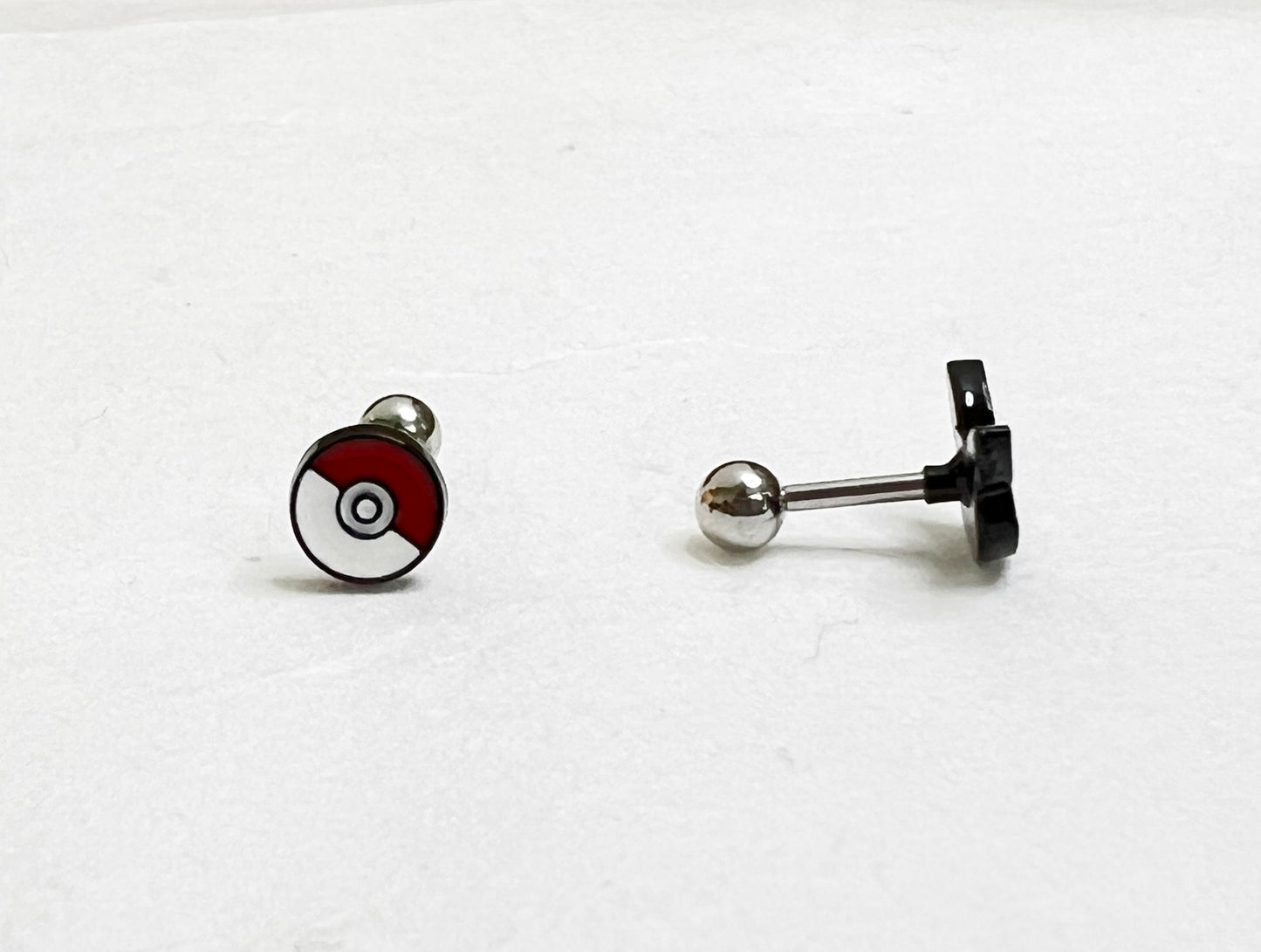 Pikachu, Pokemon ball character Screwback screw back ball, Barbells Ear Piercing ,Surgical Steel Screw Back Ear Stud, Cartilage earrings