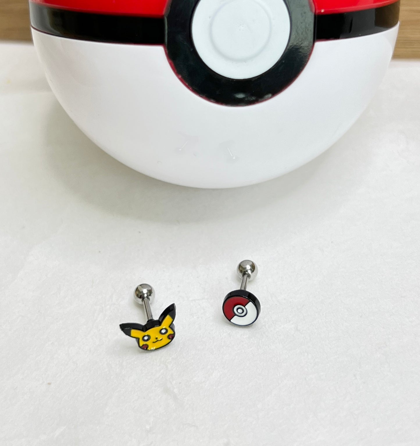 Pikachu, Pokemon ball character Screwback screw back ball, Barbells Ear Piercing ,Surgical Steel Screw Back Ear Stud, Cartilage earrings