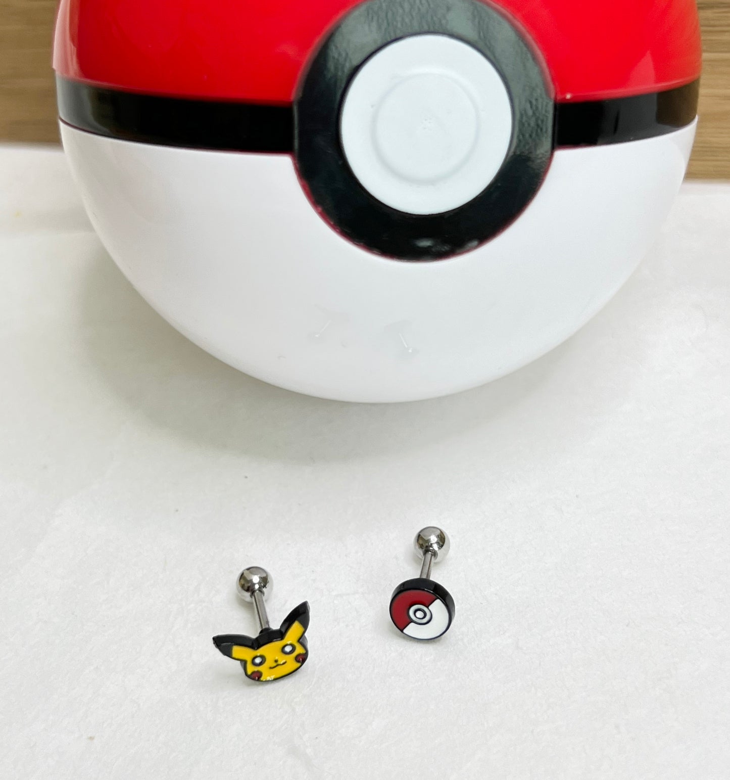 Pikachu, Pokemon ball character Screwback screw back ball, Barbells Ear Piercing ,Surgical Steel Screw Back Ear Stud, Cartilage earrings