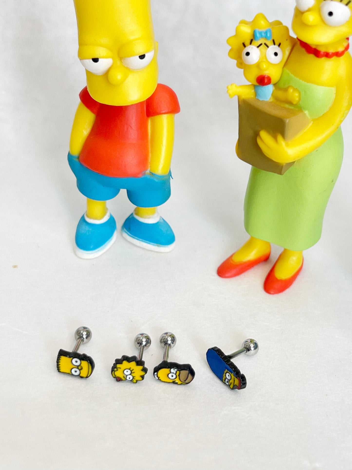 The Simpsons Barbells Ear Piercing,Homer Simpsons ,Marge, Bart, Maggie Simpsons Cartoon Animated sitcoms Helix Piercing screw back ball ,Cartilage piercing ,Tragus Ear Jewelry