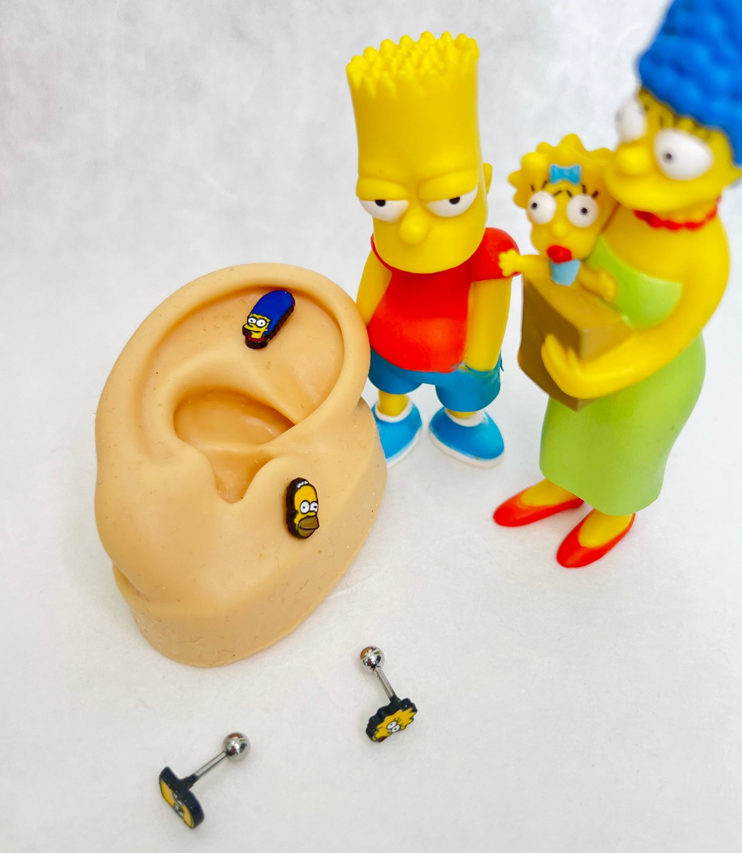 The Simpsons Barbells Ear Piercing,Homer Simpsons ,Marge, Bart, Maggie Simpsons Cartoon Animated sitcoms Helix Piercing screw back ball ,Cartilage piercing ,Tragus Ear Jewelry