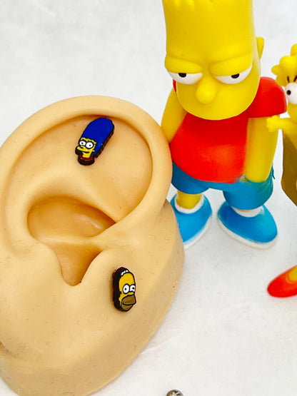 The Simpsons Barbells Ear Piercing,Homer Simpsons ,Marge, Bart, Maggie Simpsons Cartoon Animated sitcoms Helix Piercing screw back ball ,Cartilage piercing ,Tragus Ear Jewelry