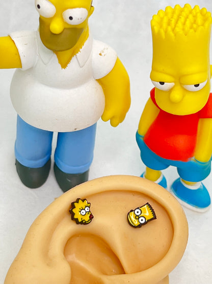 The Simpsons Barbells Ear Piercing,Homer Simpsons ,Marge, Bart, Maggie Simpsons Cartoon Animated sitcoms Helix Piercing screw back ball ,Cartilage piercing ,Tragus Ear Jewelry