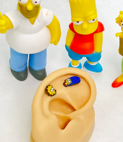 The Simpsons Barbells Ear Piercing,Homer Simpsons ,Marge, Bart, Maggie Simpsons Cartoon Animated sitcoms Helix Piercing screw back ball ,Cartilage piercing ,Tragus Ear Jewelry