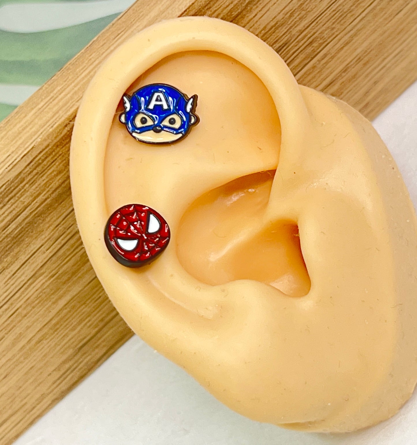 Superhero Screwback Ear Piercing,  The Avengers  Captain America, Iron man Spiderman screw back ball, Barbells Ear Piercing ,Surgical Steel Screw Back Ear Stud,Cartilage earrings