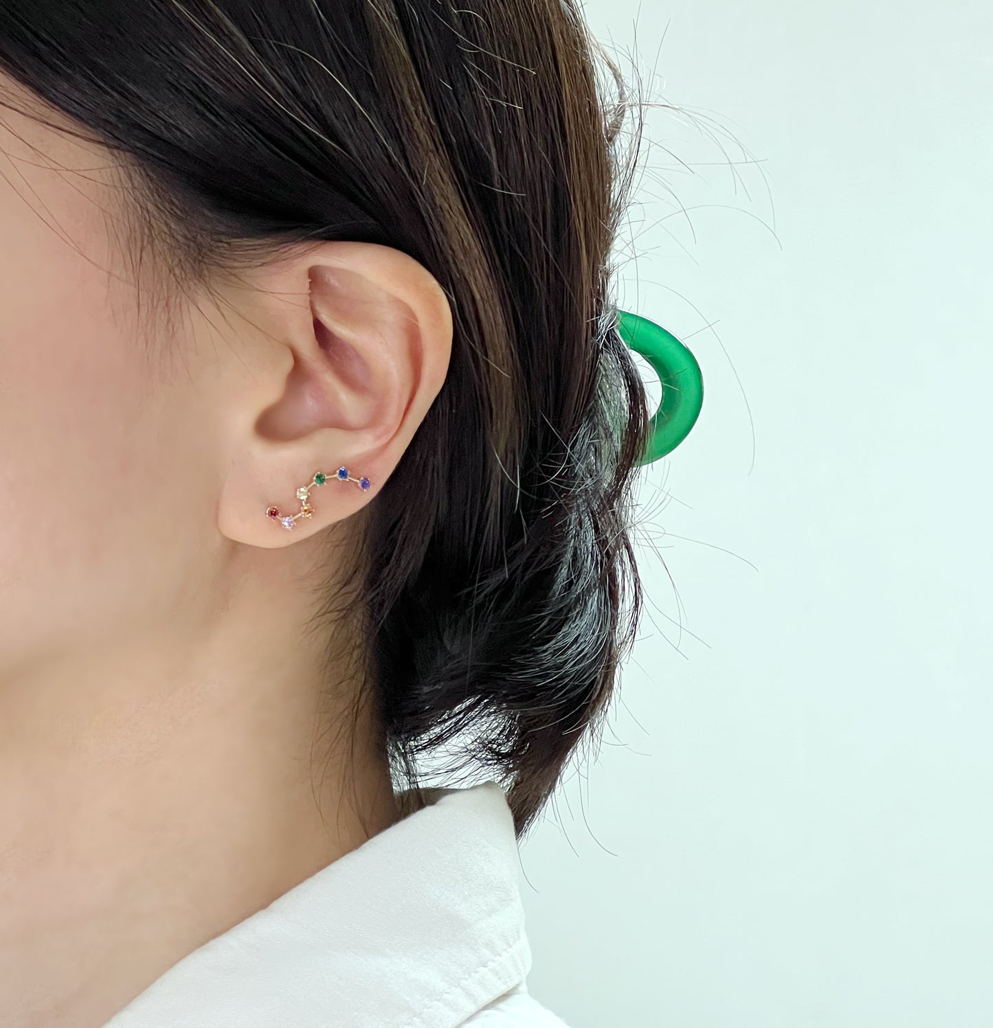 Ver.2 Rainbow Cubic Big Dipper Constellation Ear Climber, Stars ear pin, Rainbow cubic big dipper Crawler