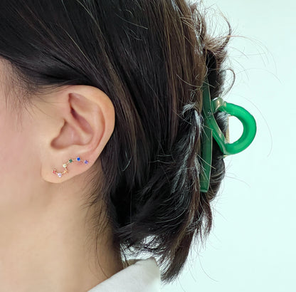 Ver.2 Rainbow Cubic Big Dipper Constellation Ear Climber, Stars ear pin, Rainbow cubic big dipper Crawler