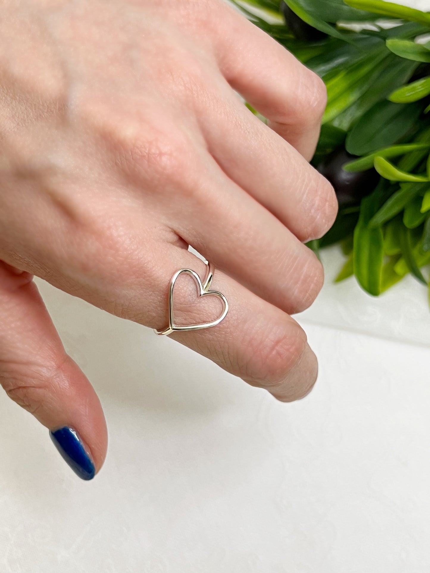 925 sterling silver Sideways Open Heart Ring