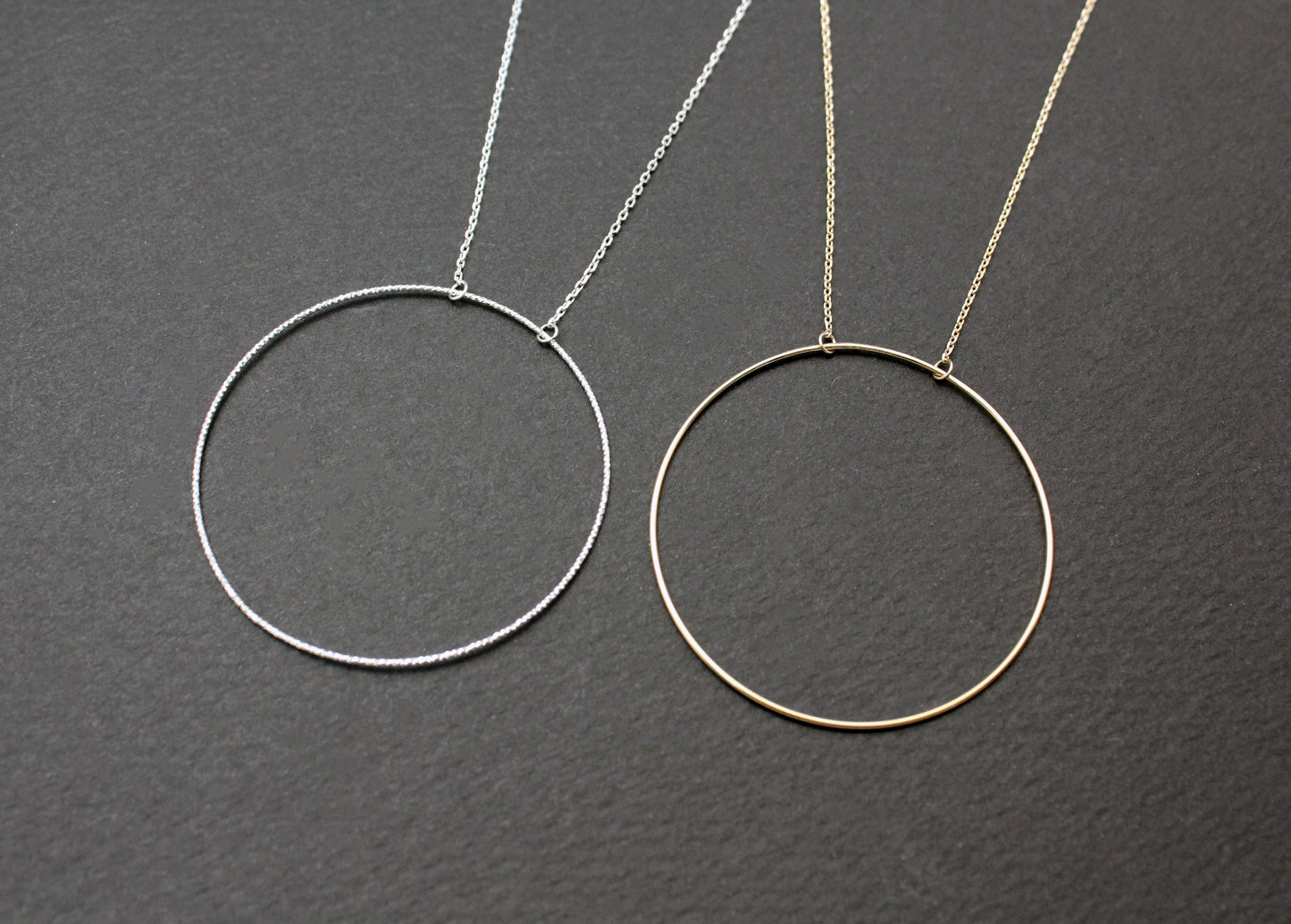 925 sterling silver Big Size Open Circle  necklace, Luck karma necklace ,Long Circle necklace