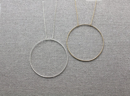 925 sterling silver Big Size Open Circle  necklace, Luck karma necklace ,Long Circle necklace