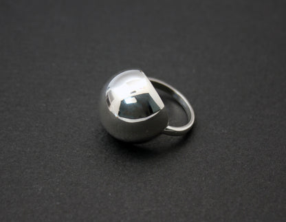 925 Sterling Silver Big Ball Statement Ring ,Big Hemisphere Ring, Statement dome ring