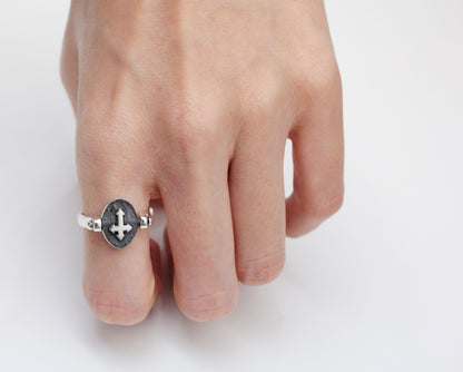 925 Sterling Silver Miraculous Virgin Mary Medal Ring ,Religious Ring ,Rosary and Cross ring