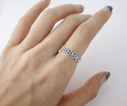 925 sterling silver  Three Petal band Ring