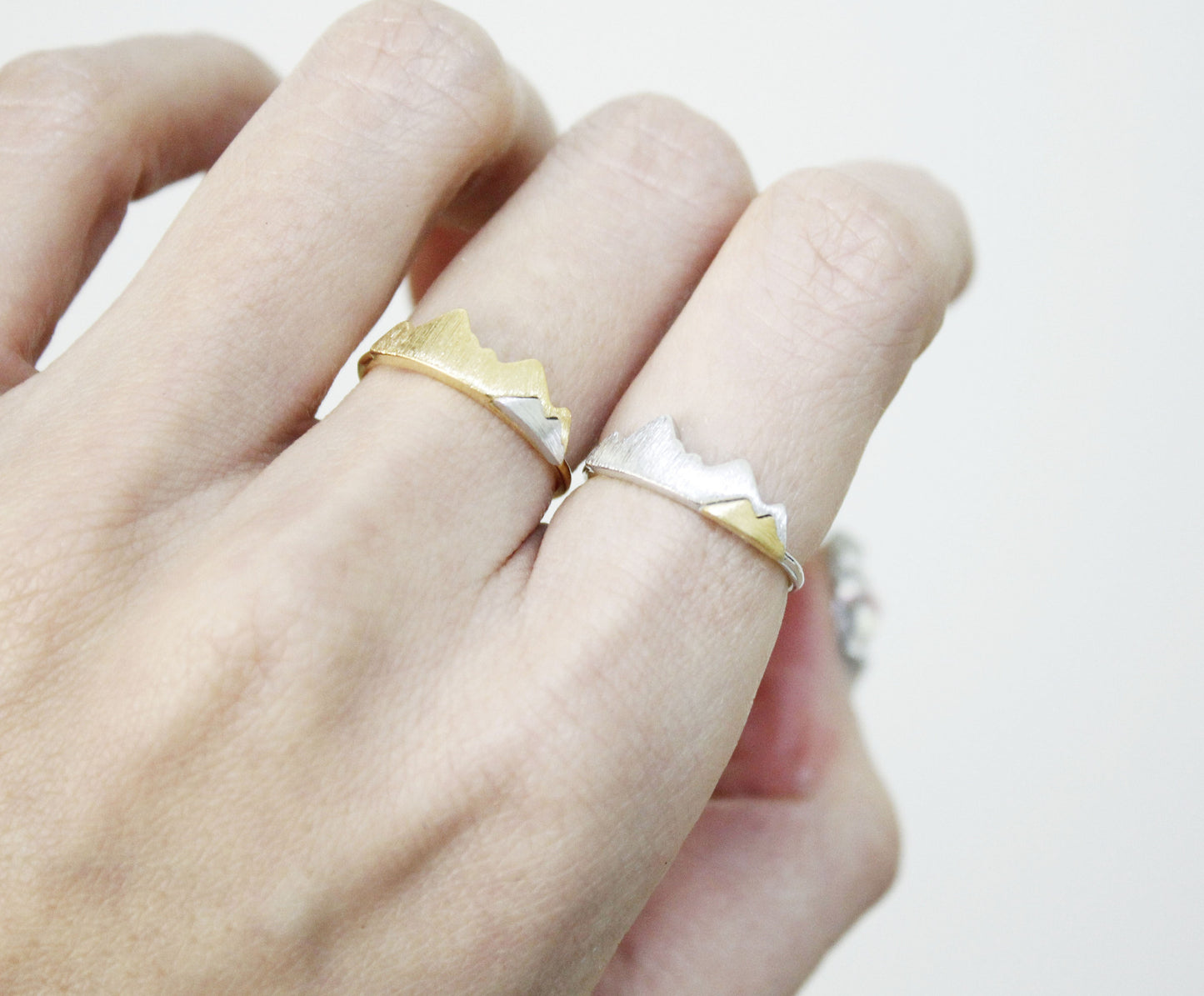 Cute two colors Mountain Ring, Two Tone Mountain Ring in 3 colors