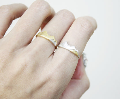 Cute two colors Mountain Ring, Two Tone Mountain Ring in 3 colors