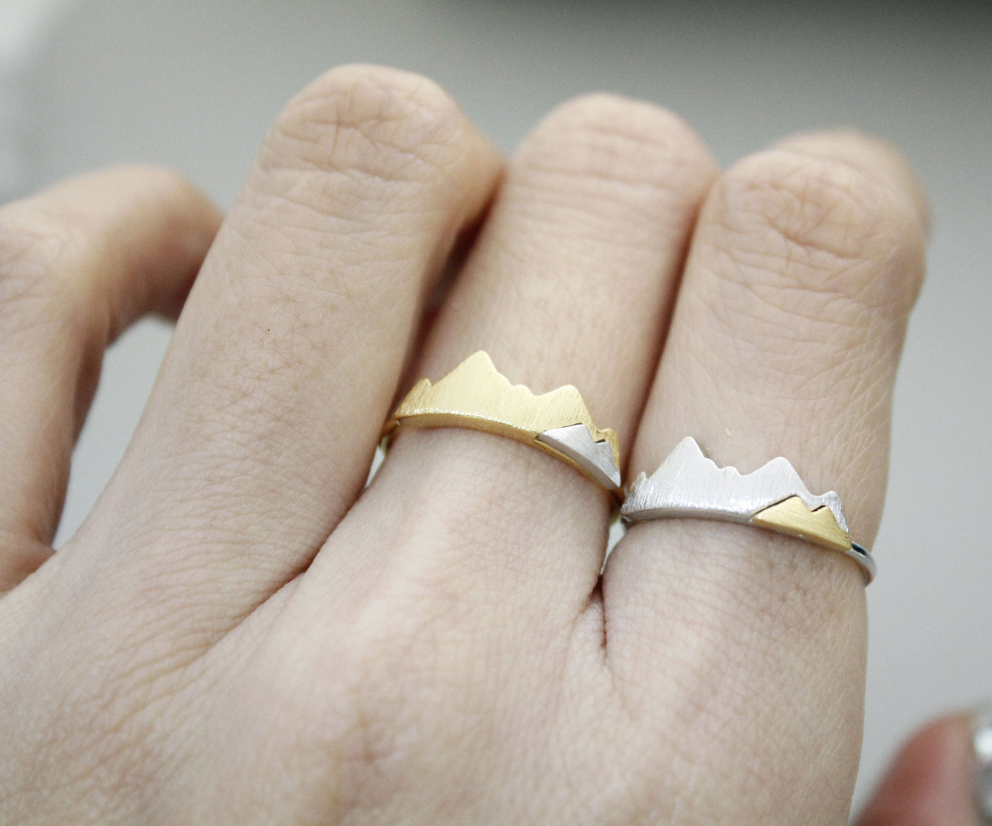 Cute two colors Mountain Ring, Two Tone Mountain Ring in 3 colors