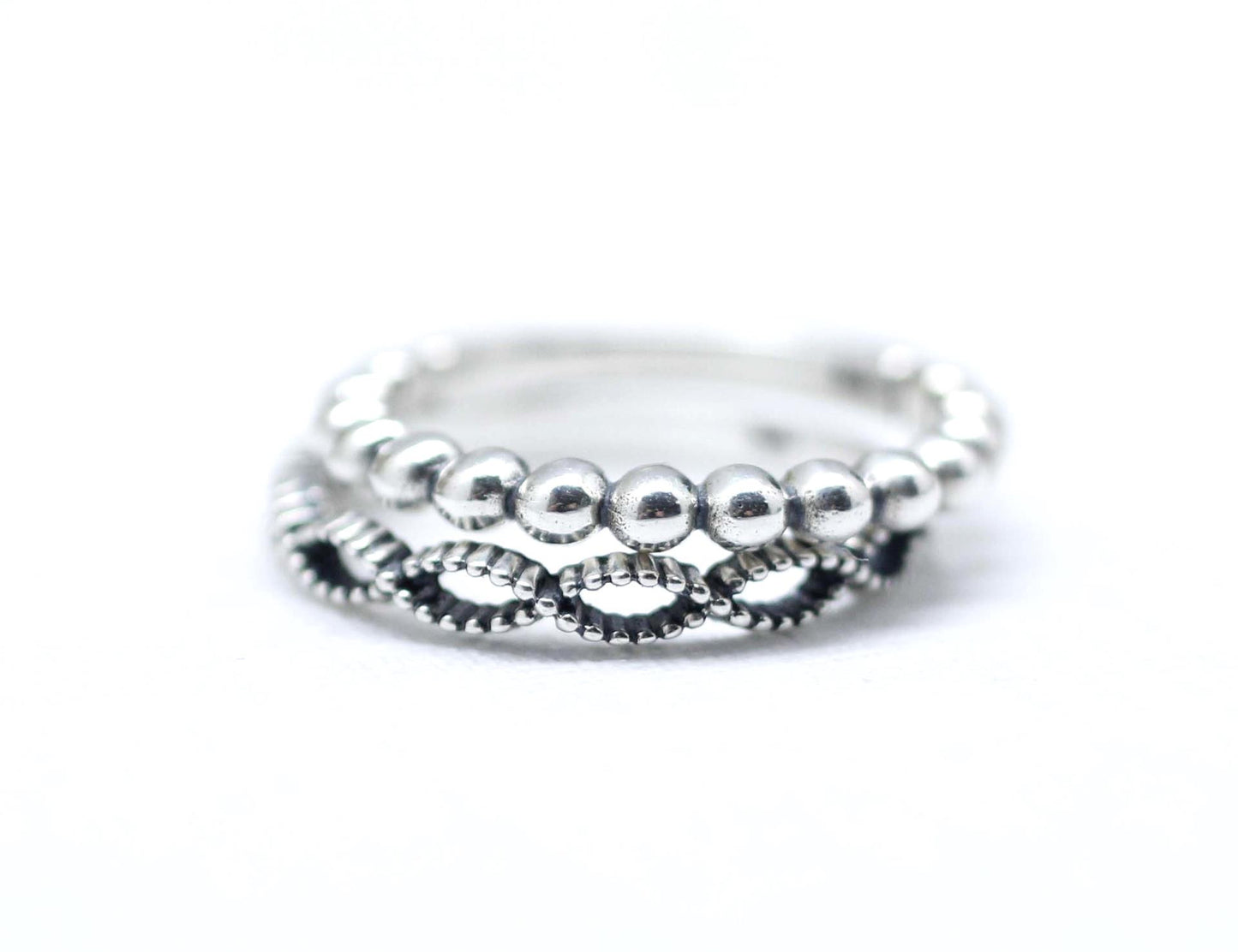 925 Sterling Silver Twisted Helix Pattern Infinity Ring