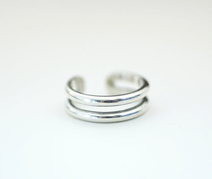 925 Sterling Silver 2 lines plain band midi rings, Knuckle Stacking Ring, R0198S