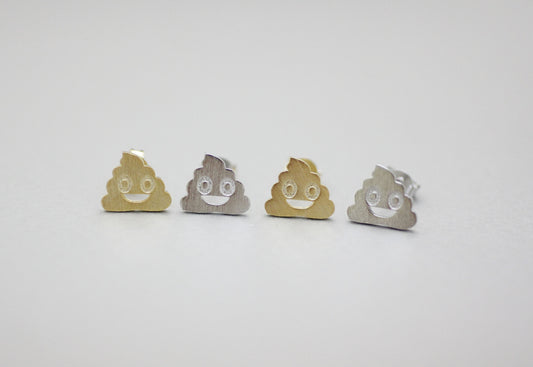 Cute Poo Emoji Stud Earrings, poop emoji studs, Poo Poo earrings