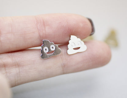 Cute Poo Emoji Stud Earrings, poop emoji studs, Poo Poo earrings